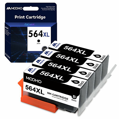 #ad 4x Black Ink Cartridge replace for HP 564XL Photosmart 7510 5510 6520 7520 5520
