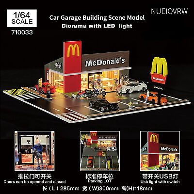 #ad 1 64 Diorama Car Garage Model LED Lighting Outdoor Car Parking Lot Scene Model