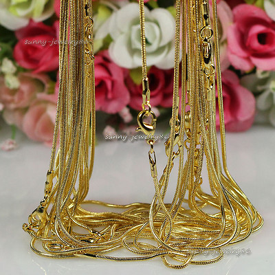 #ad Wholesale 10pcs 20pcs Gold Plated 1.2mm Snake Chain Necklace 16quot;18quot;20quot;24quot;