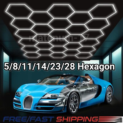 #ad Hexagon LED Lighting Car Detail Garage Workshop Retail Light Hex Without Border