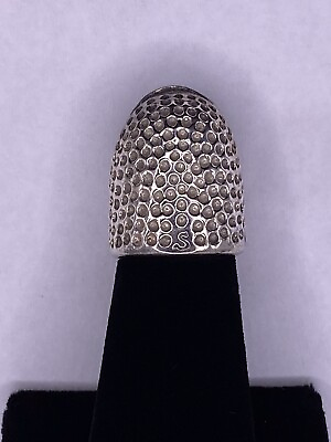 #ad “Rare” Tom Edwards Half Fingertip Thimble Ring “Signed” Silver