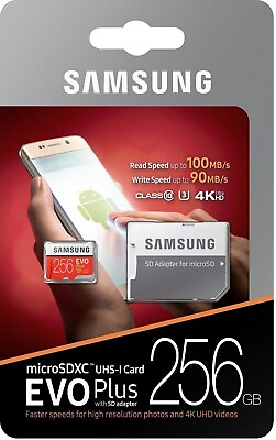 #ad SAMSUNG EVO Plus 256GB MicroSD Micro Flash Memory Card w SD Adapter