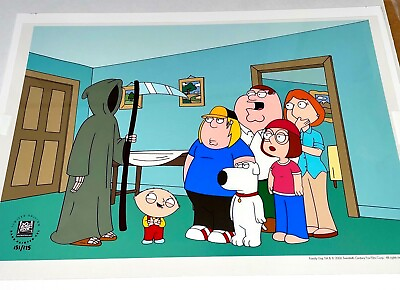 #ad Family Guy Cel Death Is A Bitch Hand Painted Limited Edition Very Rare Cell