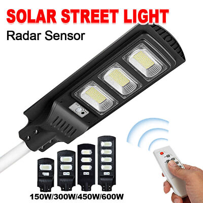 #ad LED Street Light Solar Power Cool White Remote Control Commercial Solar Light US