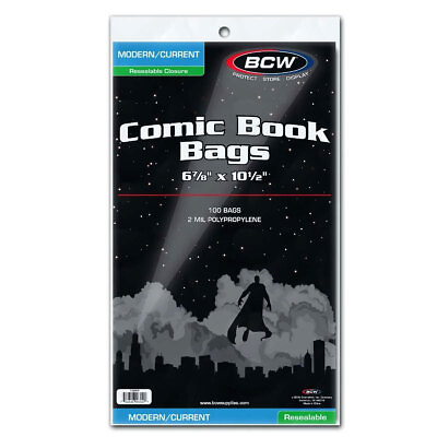 #ad BCW Resealable Current Modern Comic Book Bags 100 Pack Acid Free Poly Sleeves