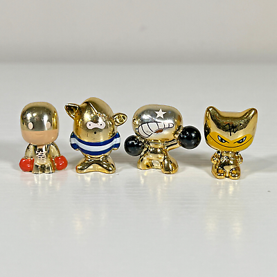 #ad Lot of 4 Gogo Crazy Bones Gold Series Mini Figures Sato Nasako Mosh amp; Gondo