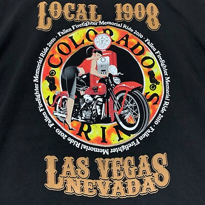 #ad Local 1908 Black T Shirt Size 2XL USA Fallen Firefighter Memorial Ride 2010 LV
