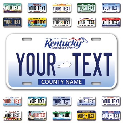 #ad Custom state License Plates with personalized text Car 12x6 Moto 7x4 Bike 6x3