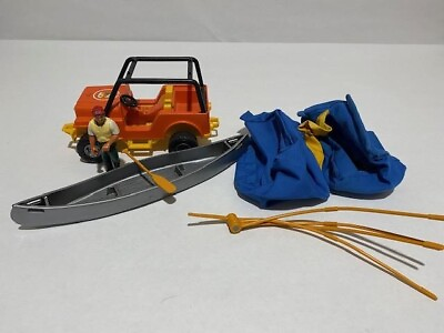 #ad Vintage Fisher Price Adventure 312 Trail Blazer Jeep Canoe Tent And Figure