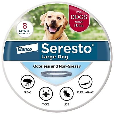 #ad Seresto Flea and Tick Collar 8 Months Protection for Large Dogs 18lbs USA New K