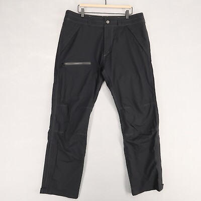 #ad Kuhl Jetstream Rain Pants Mens 36x32 Black Lightweight Ankle Zip Pockets