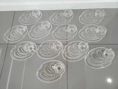 #ad 3 Sets Vintage Federal Glass Co. 1950 Hospitality Snack Sets 24 Pc. Total