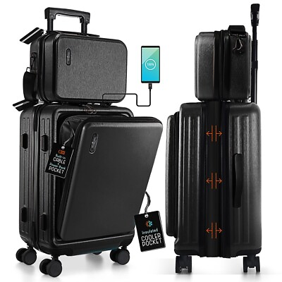 #ad 2 Pc Carry On Spinner Suitcase amp; Case TSA Lock Expandable Hardshell Luggage Set