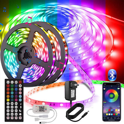 LED Strip Lights 100ft 50ft Music Sync Bluetooth 5050 RGB Room Light APP Remote