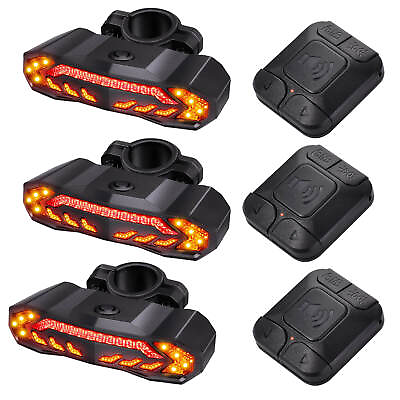 #ad 110dB Bike Alarm Safety Warning Light Turn Signal Rechargeable Universal 3 Packs