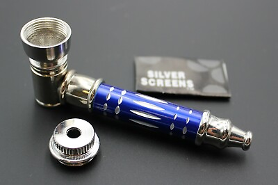 #ad ORIGINAL BLUE METAL Smoking Pipe w Lid Tobacco Pipe Metal pipe ALL METAL Pipes