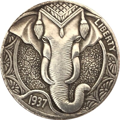 #ad Elephant Liberty Mini Five Cents Hobo Nickel Coin ENGRAVING ART Coin Gift