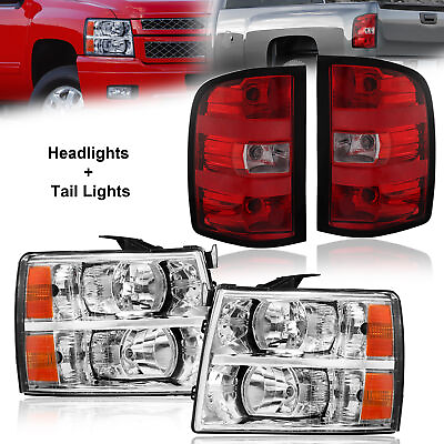 #ad 4PCS Headlights amp; Tail Lights For 2007 2013 Chevy Silverado 1500 2500HD 3500HD