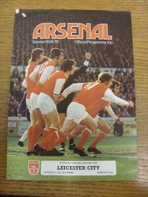 #ad 14 12 1974 Arsenal v Leicester City score on back damaged corner . Condition:
