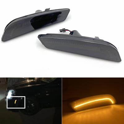 #ad For 03 07 Cadillac CTS CTS V Smoked Lens LED Front Side Marker Lights Lamp Amber