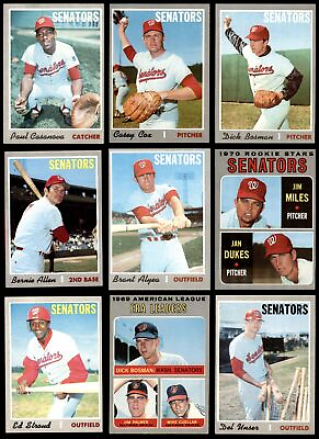 #ad 1970 Topps Washington Senators Near Team Set 4.5 VG EX 22 31 cards