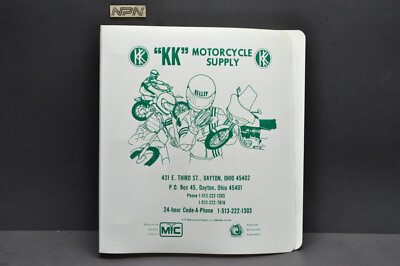 #ad Vtg KK Motorcycle Supply Catalog Binder Only Dayton OH Kelley Motorcycle Helmet