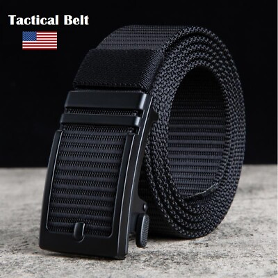 #ad Mens Ratchet Belt Nylon Web Belts for with Automatic Slide Buckle Tactical Belt