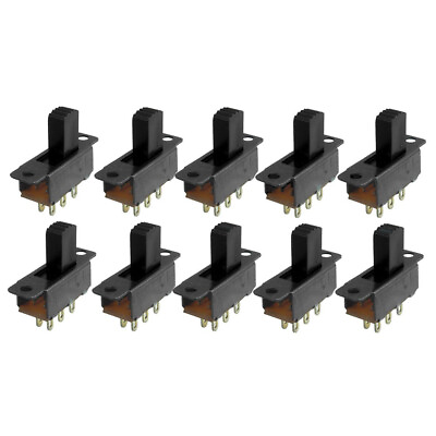 #ad 10x Mini Slide Switch 6 Pin 2 Position DPDT On On Slider Switches Black Tiny