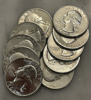 #ad Lot of 10 Washington Quarter 90% Silver Choose How Many Lots of 10