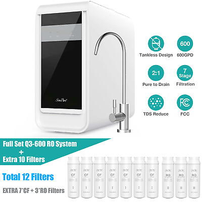#ad SimPure Q3 600G 7 Stage Reverse Osmosis Tankless RO Water Filter System Purifier