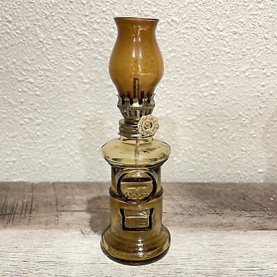 #ad #ad Vintage Mini Amber Postal Dropbox Glass Oil Lamp Unique Novelty Collectible 5”