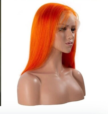 #ad hair wigs human hair Orange Bob Cut Full Lace Front Wig 12inches