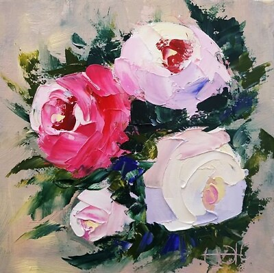 #ad Rose painting Impasto Oil Painting Flowers Art Flower Original Art 6х6quot;