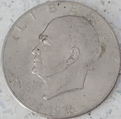 #ad 1776 1976 Eisenhower Liberty Bell Moon One Dollar US Bicentennial Coin