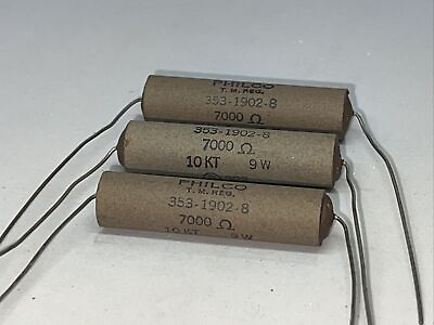 #ad 7000 OHM 9 Watt 5% 10 Wirewound Resistors New Lot of 3 By PHILCO 10 KT