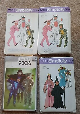 #ad Vintage Lot of 4 Simplicity Halloween Costumes Sewing Patterns Animals Angel Etc