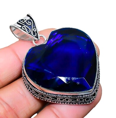 #ad #ad Blue Tanzanite Gemstone Handmade 925 Sterling Silver Jewelry Heart Cut Pendant