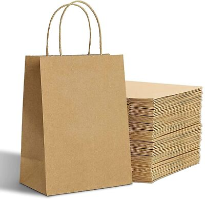 #ad Brown Paper Shopping Kraft Retail Gift Merchandise Bags With Handles Bulk