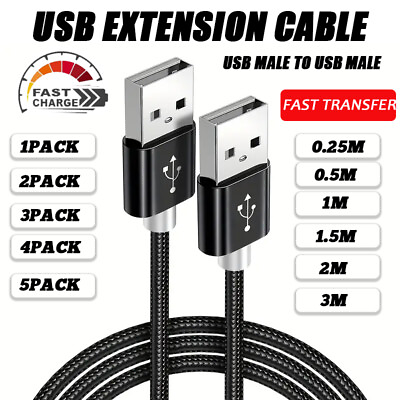#ad USB 2.0 Cable Type A Male to A Male High Speed Data Transfer Charger Cord Lot