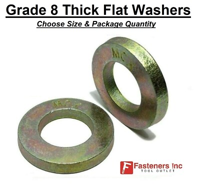 #ad Choose Size Extra Thick Flat Washers SAE Grade 8 Hardened Washers Mil Carb