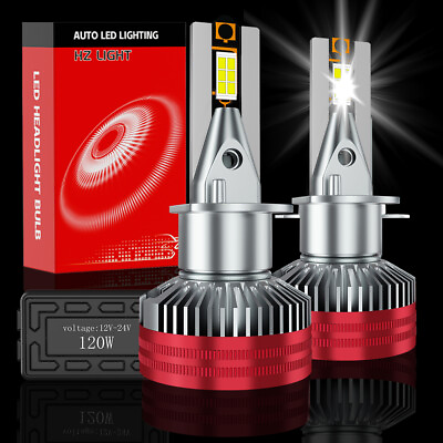 #ad #ad H1 LED Headlight Bulbs High Low Beam Super Bright 6700K 40000Lumens 120w x2