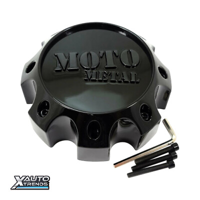 #ad Moto Metal Wheel Center Cap Gloss Black w Gray Lettering T127L170 8 H62 S1G