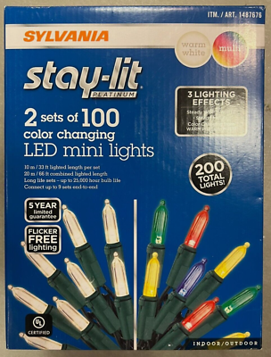 #ad #ad Sylvania Stay Lit Platinum 200 LED Mini Lights Color Changing In Outdoor
