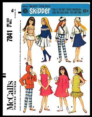 #ad 7841 McCall#x27;s SKIPPER Fashion Doll Fabric Sewing amp; Knitting Pattern Barbies Sis