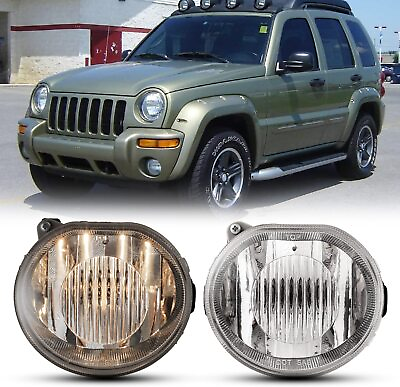 #ad #ad Fits 02 04 Jeep Liberty Clear Lens PAIR Bumper Fog Light Lamps Replacemt