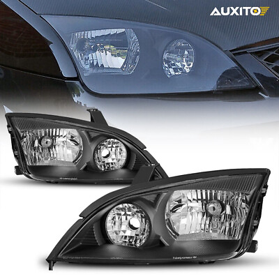 #ad Black Fits 2005 2007 Ford Focus Headlights Lamps Replacement LeftRight 05 07