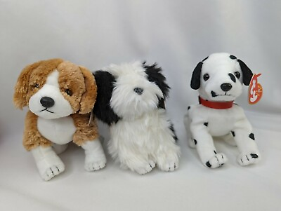 #ad Ty Beanie Dog Plush Lot Side Kick Poofie Dizzy Stuffed Animal Toy