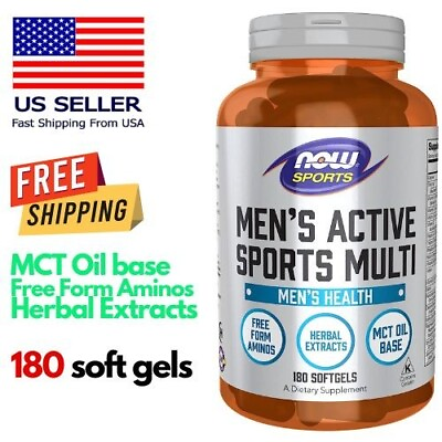 #ad NOW Sports Nutrition Men#x27;s Extreme Sports Multi with Free Form Amino ZMA 180 ct