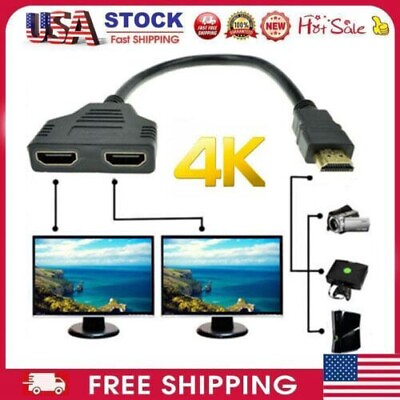 #ad 4K HDMI Cable Splitter Adapter 2.0 Converter 1 In 2 Out 1 Male to 2 Female