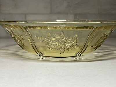 Federal Amber “Gold Glow” Depression Glass Sharon Cabbage Rose 8.5” Bowl
